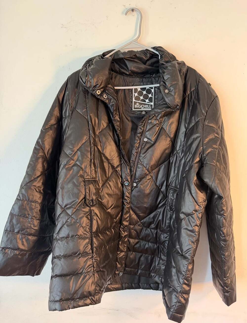 Big Chill Puffer Jacket Size 1X Black Quilted Full Zip